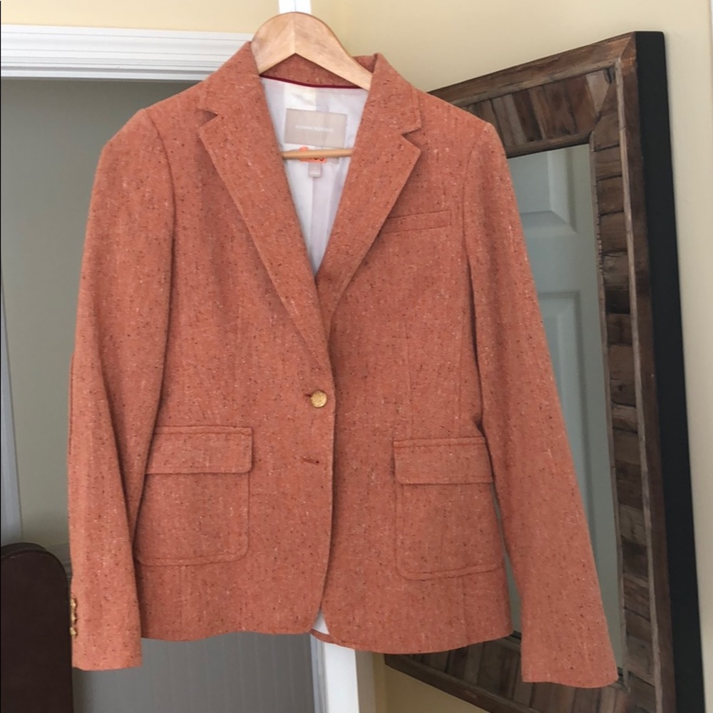 Burnt orange wool tweed blazer